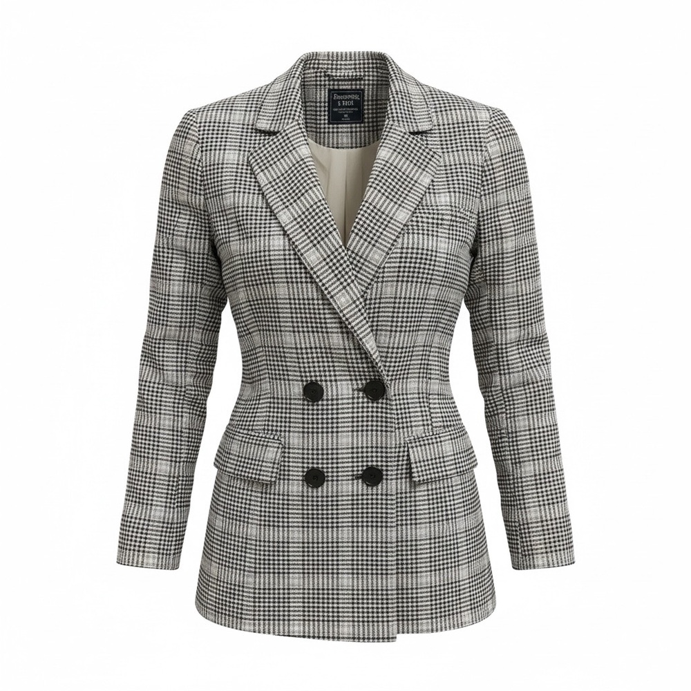 Elegant Black and White Checkered Blazer